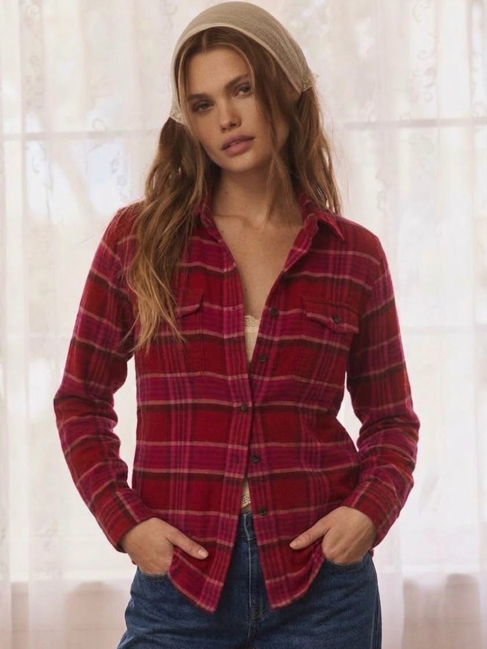 Patagonia Red Organic Cotton Flannel Shirt Size 4 Small Outdoor Cabin Core Prep